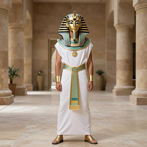 Man in Pharaoh Costume in Hall