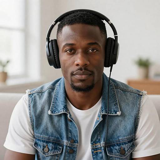 Portrait of Black Man with Headphones