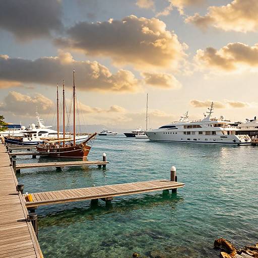 Vibrant Dockmartin Harbor at Golden Hour