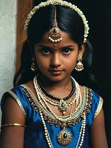 Girl in Traditional Indian Jewelry and Dress