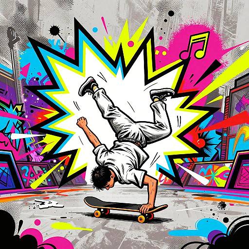 Dynamic Male Breakdancer in Neon Graffiti