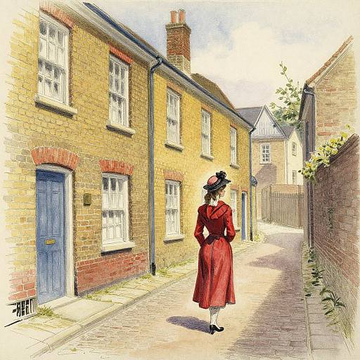 Victorian Watercolour Alleyway Scene