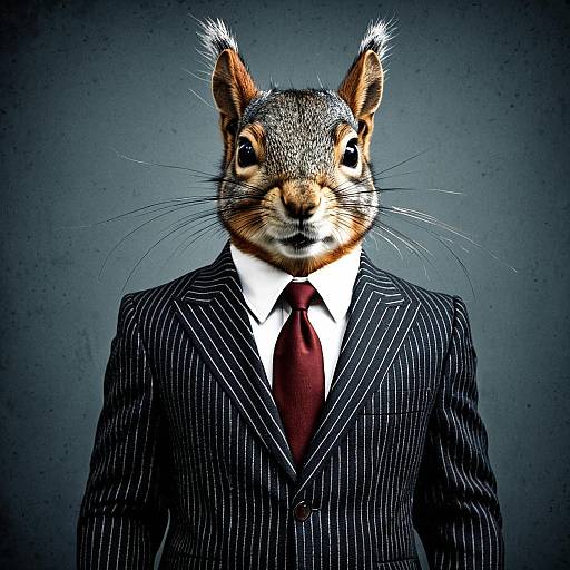 Anthropomorphic Squirrel in Pinstripe Suit