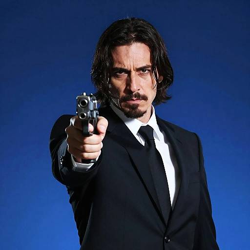 Intense Man with Handgun Portrait