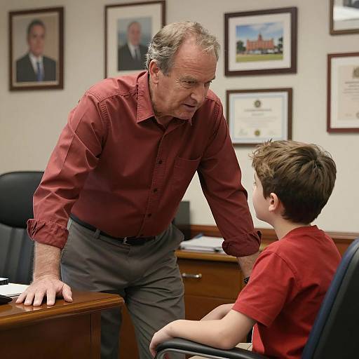 Intimate Conversation in Warm Office