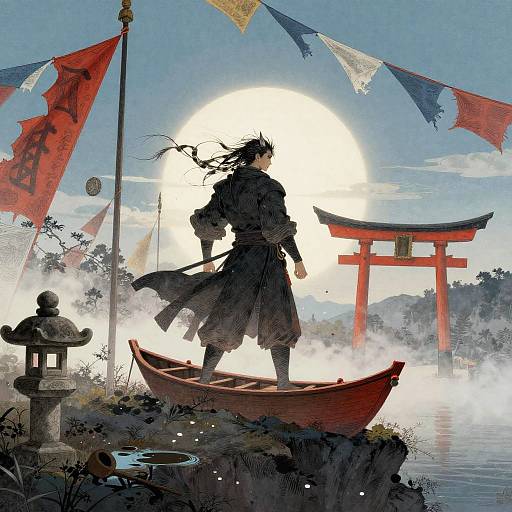 Cyberpunk Ukiyo-e Lynx Warrior