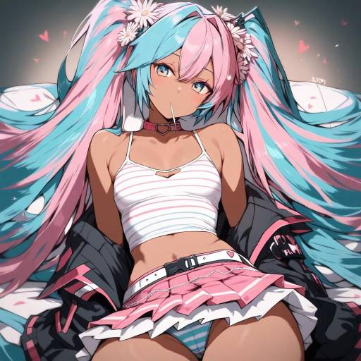 Colorful Hatsune Miku in Floral Vibes