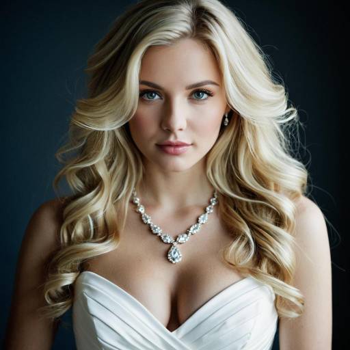 Blonde Bride with Jewelry and White Dress