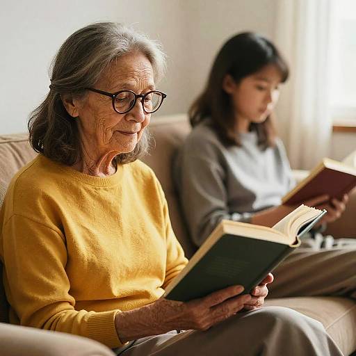 Cozy Elderly Couple Reading on Couch