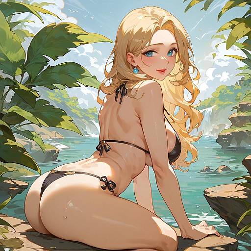 Elegant Bikini Fashion in Harbor Setting