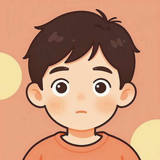 Curious Child Portrait Illustration