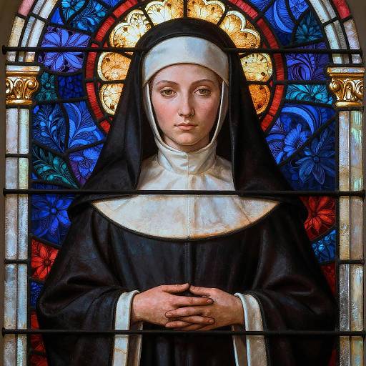 Serene Nun Stained Glass Art