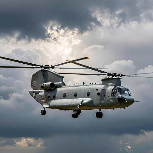 Dramatic CH-47 Chinook in Stormy Sky