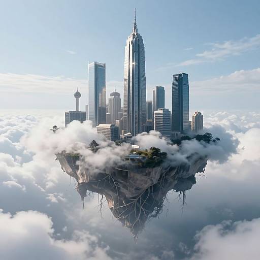 Surreal Floating Island Skyscrapers
