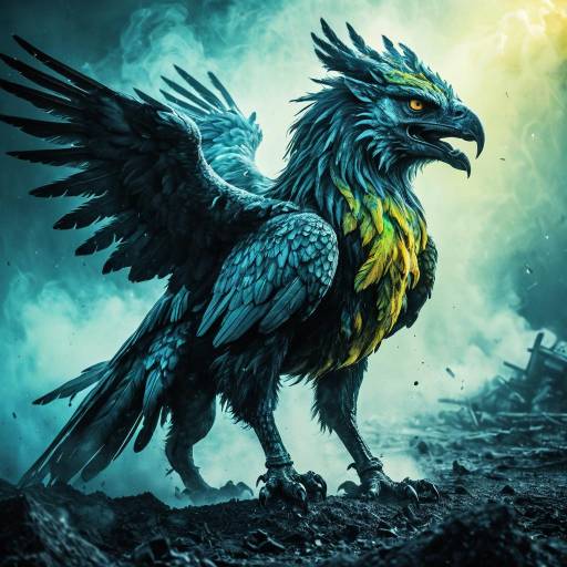 Fantasy Griffin in Acid Mist Atmosphere