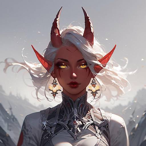 Vintage Fantasy Portrait of a Tiefling Demon