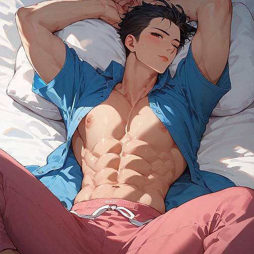 Tendou Akira Solo Open Blue Shirt