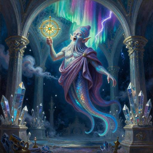 Bioluminescent Kraken Monk in Crystalline Cathedral