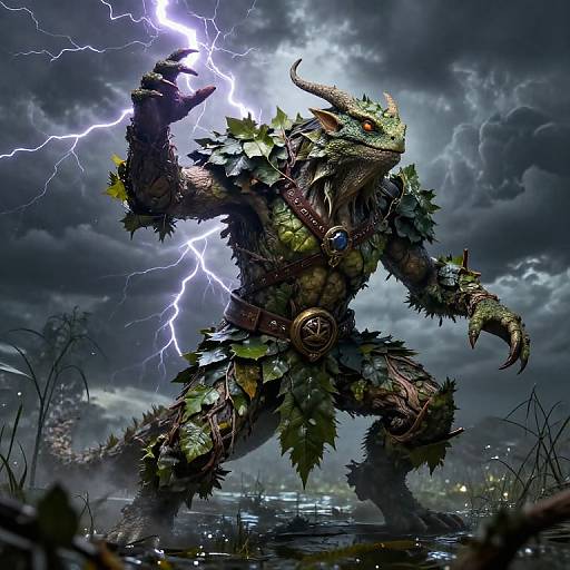 Epic Druid Lizardfolk Summoning Lightning