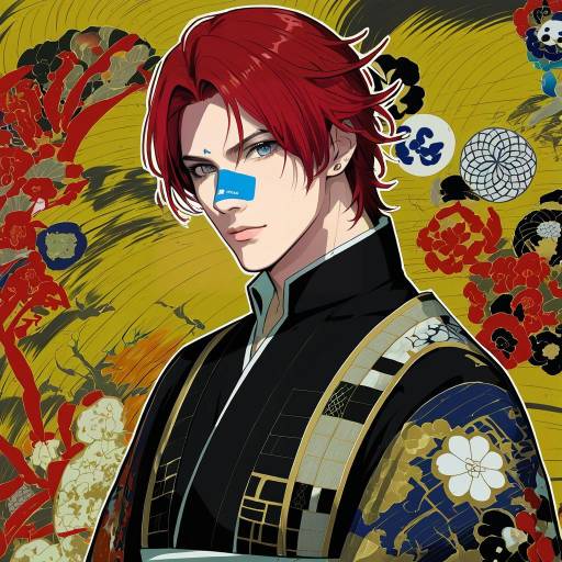 Illustration of Aizen kunitoshi, touken ranbu in the style of Mishima hiroji