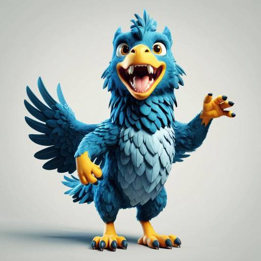 3D Kawaii Blue Griffin Character Laughing