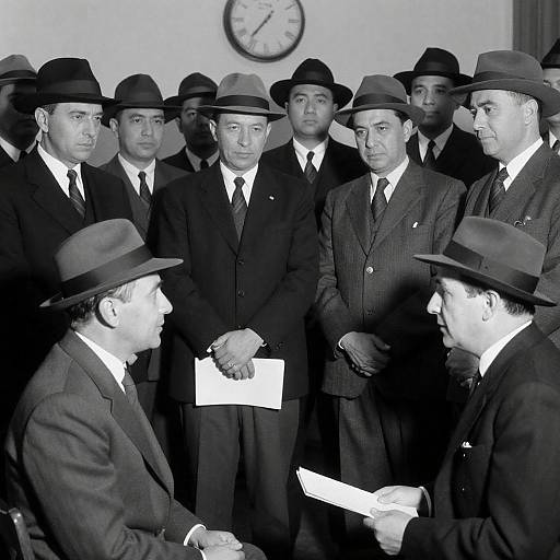 Vintage Meeting of Men in Suits