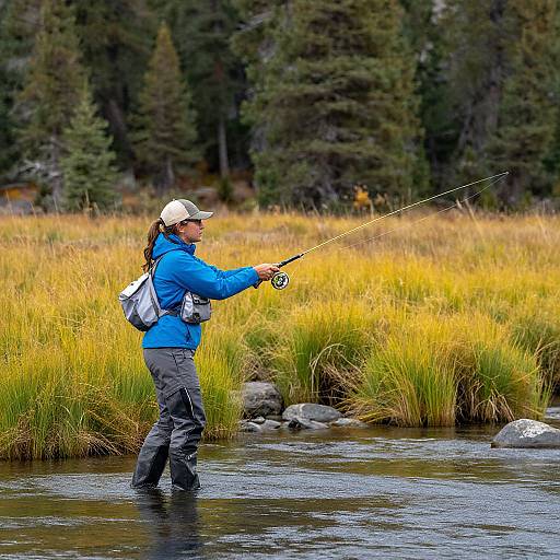 Woman Fly Fishing on Blackfoot River
