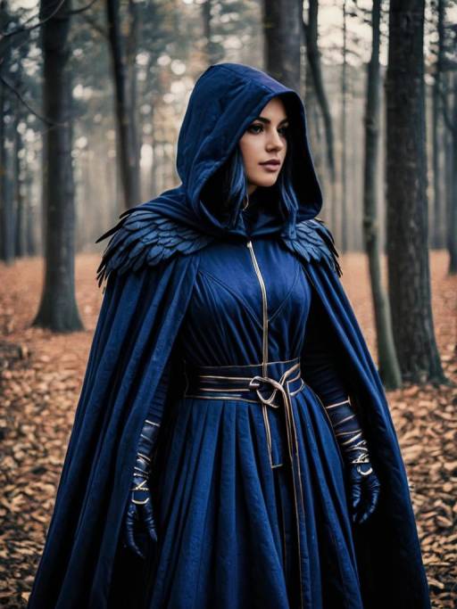 Woman in Raven Cosplay Costume in Forest