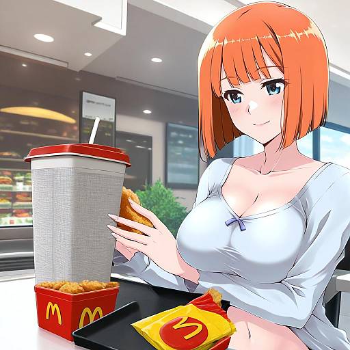 Illustration of Mother (yoru mac), mcdonald's in the style of Mikage takashi