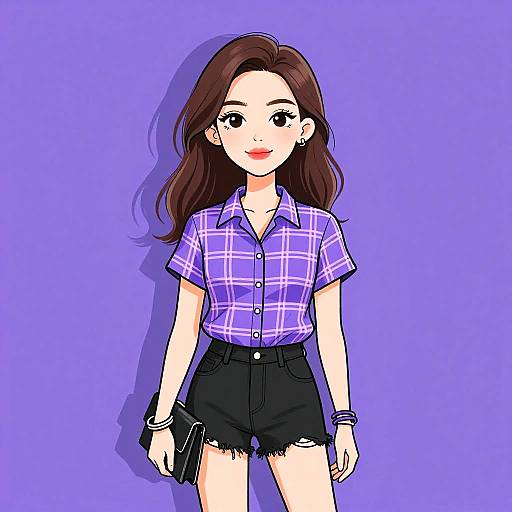 Casual Woman in Plaid Shirt