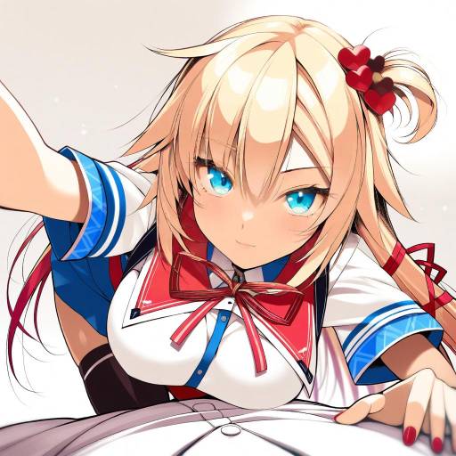 Illustration of Akai haato (1st costume), hololive in the style of Ohta yuichi