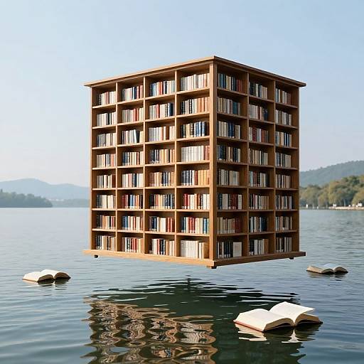 Floating Library Above Tranquil Lake