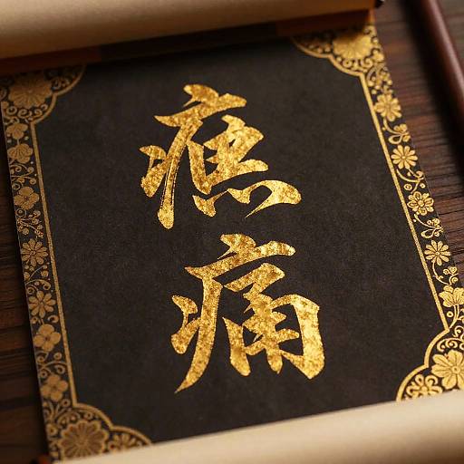 Elegant Japanese Kanji on Vintage Scroll