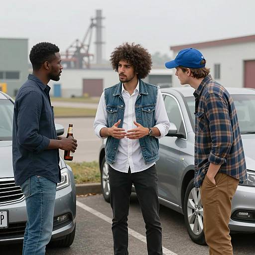 Three Friends Sharing a Moment Outdoors