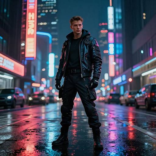 Bohdan in Neon Cyberpunk Cityscape