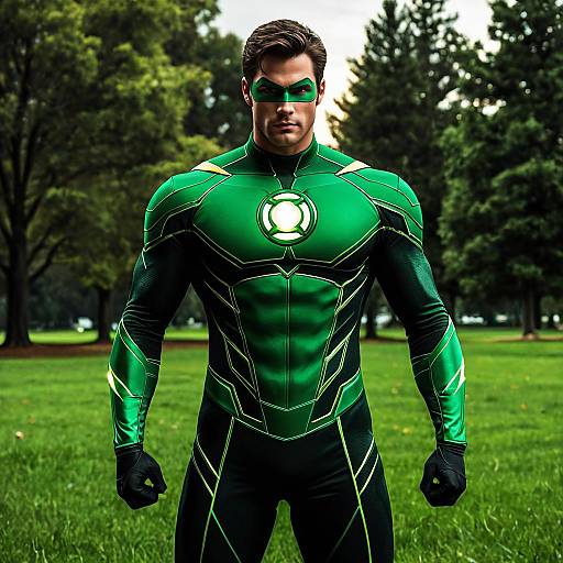 Green Lantern Superhero in Park