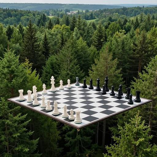 Colossal Chessboard Over Pine Forest