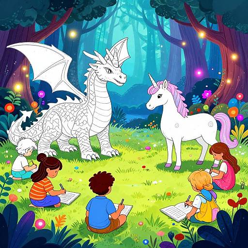 Friends Coloring Mythical Fantasy Creatures