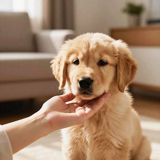 Gentle Moments with Golden Retriever Puppy