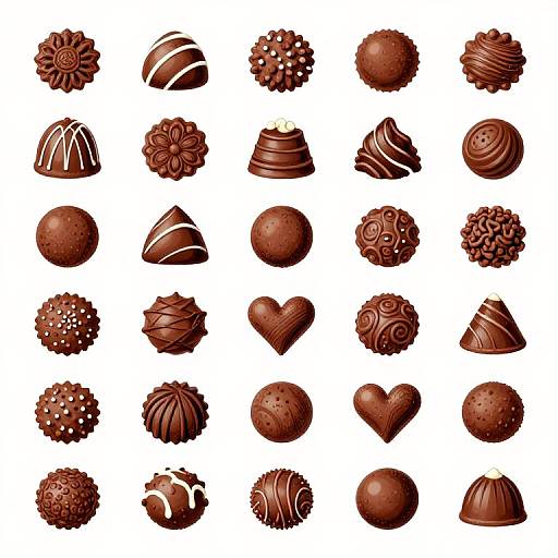 Hand-Drawn Chocolate Truffle Icons