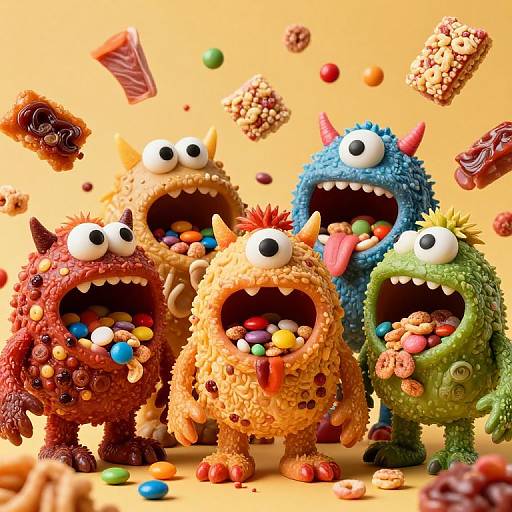 Photorealistic 1960s Food Monsters