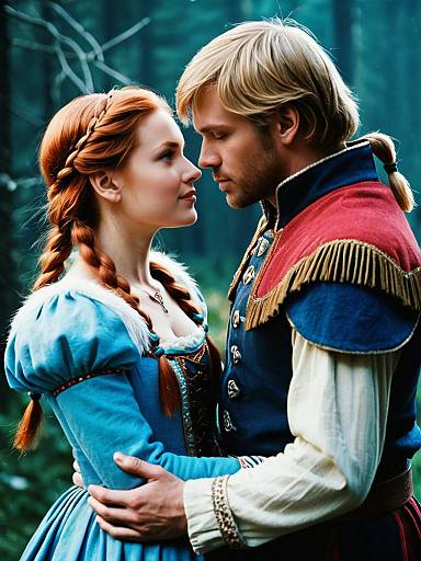 Couple in Anna and Kristoff Inspired Costumes