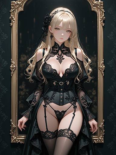 Elegant Woman in Lace Boudoir Attire