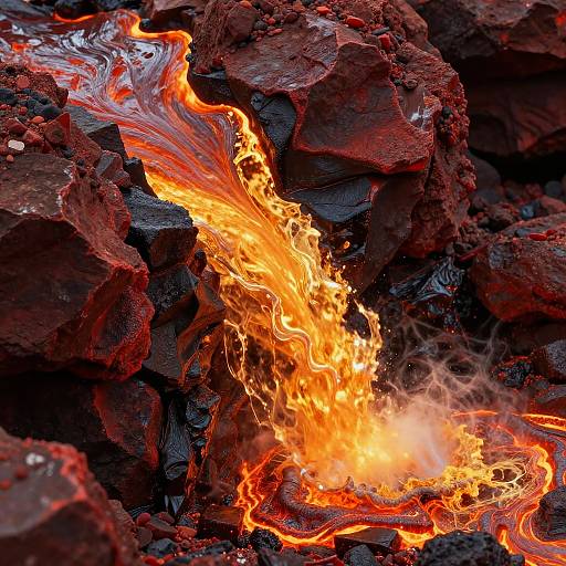 Molten Lava Gradient Over Jagged Rocks