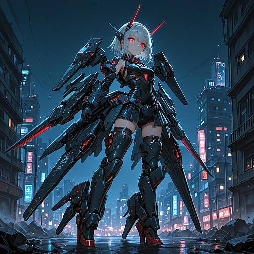 Mecha Musume in Futuristic Night City