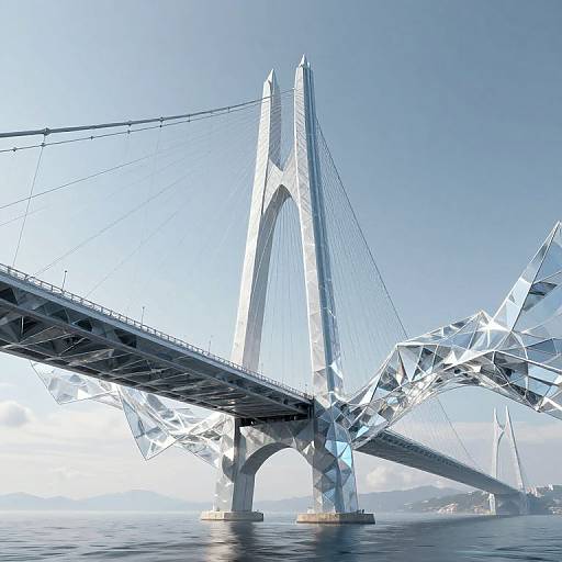 Futuristic Crystalline Suspension Bridge