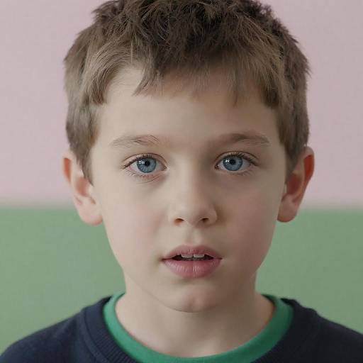 Close-up Portrait of Young Boy with Blue Eyes
