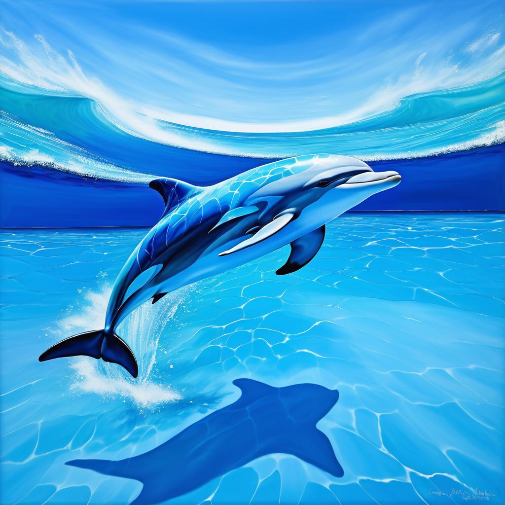 Whimsical Dolphin in Vibrant Ocean Scene