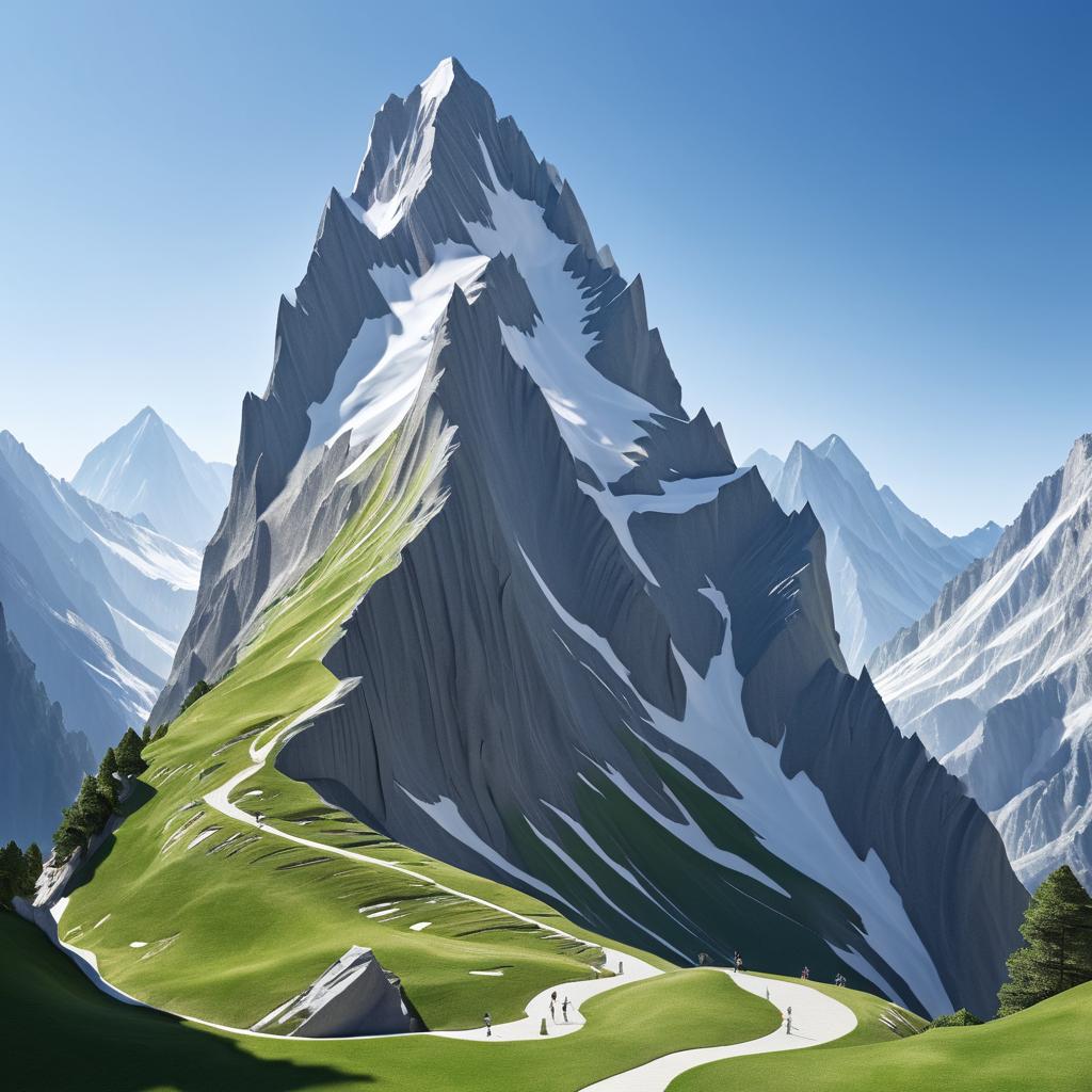 Majestic Mountain Statue in Alpine Splendor