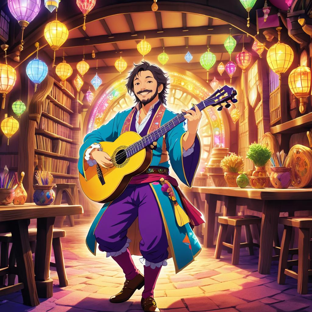 Magical Bard in a Vibrant Tavern Scene